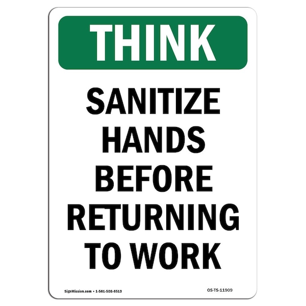 OSHA THINK, 24" Height, Peel And Stick Wall Graphic, OS-TS-RD-1824-V-11909